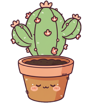 A hand-drawn potted plant from the Crumpet garden