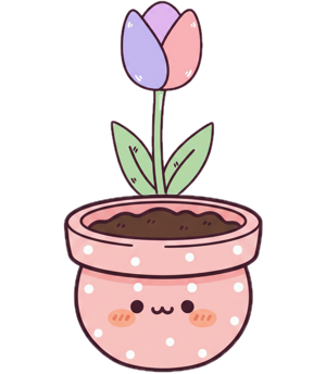 A hand-drawn potted plant from the Crumpet garden